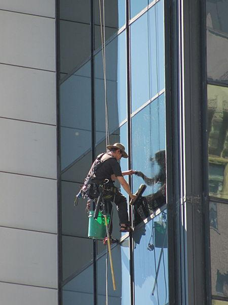 Window Washing Alone at Height