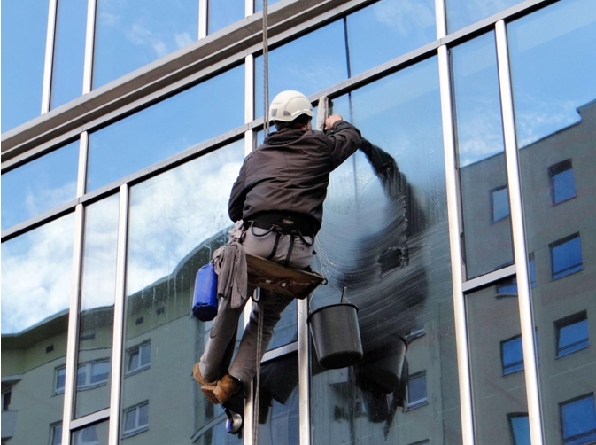 Window Washing Alone at Height